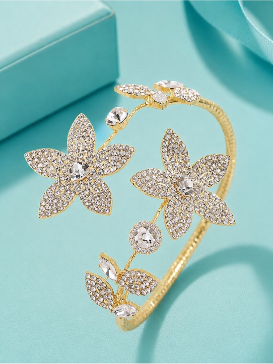 Anthropologie Jewelry - Gold Crystal Floral bracelet
